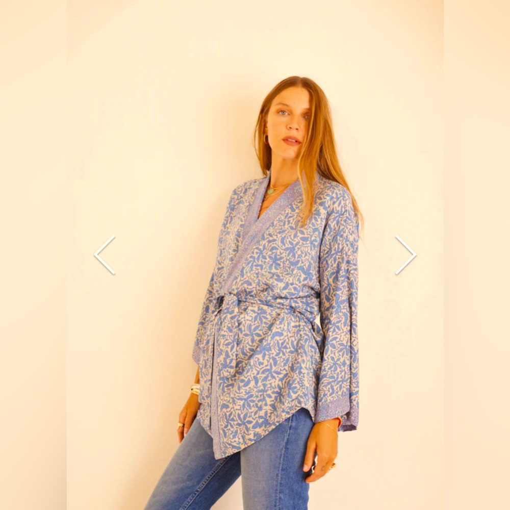 Natalie Martin Saylor Kimono in dust pink, white and lavender